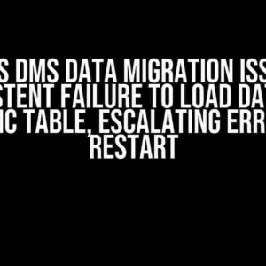 AWS DMS Data Migration Issue: Persistent Failure to Load Data for Specific Table, Escalating Errors on Restart